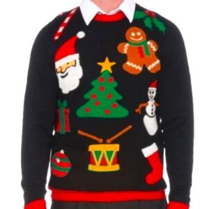 Festive Black Ugly Christmas Sweater